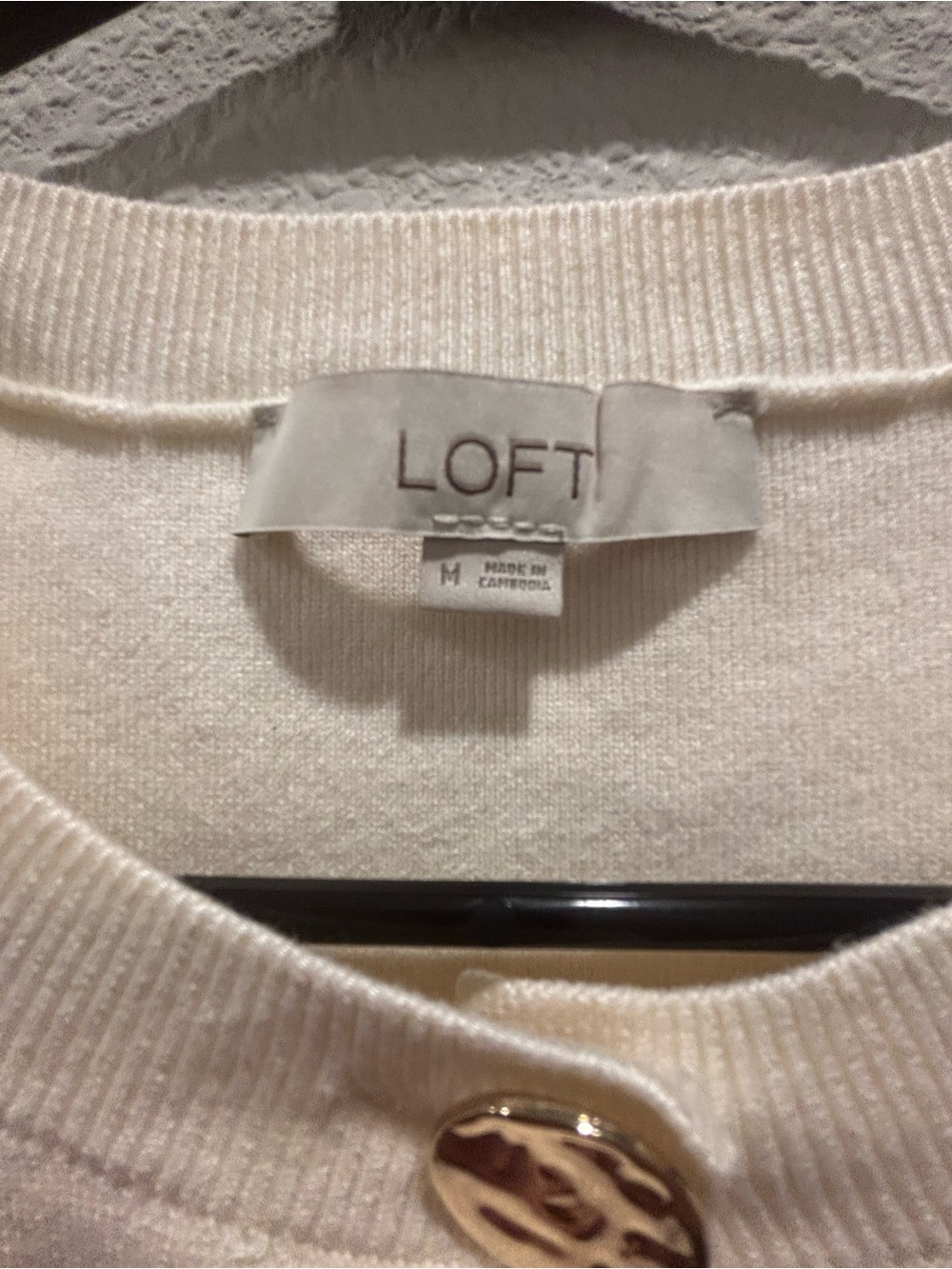 LOFT Cream Button-Front Sleeveless Knit Shell - Picture 5 of 10